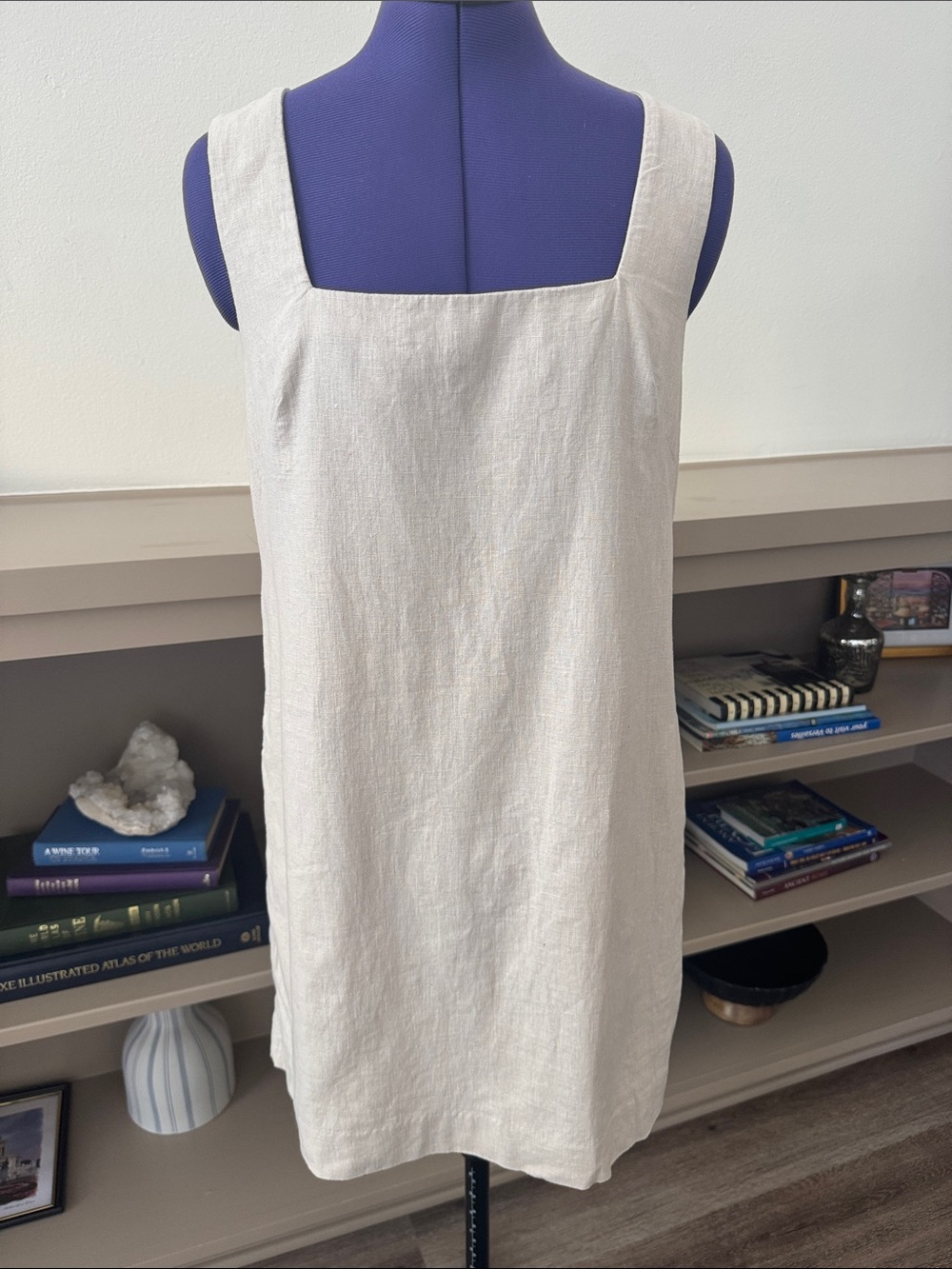 Abercrombie & Fitch Cream Square-Neck Linen Mini - Picture 3 of 7